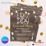 I Do Barbecue - Couples, Coed, Backyard Cookout, BBQ Theme Bridal Shower Invitation - Personalize and Edit in Canva