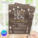 I Do Barbecue - Couples, Coed, Backyard Cookout, BBQ Theme Bridal Shower Invitation - Personalize and Edit in Canva