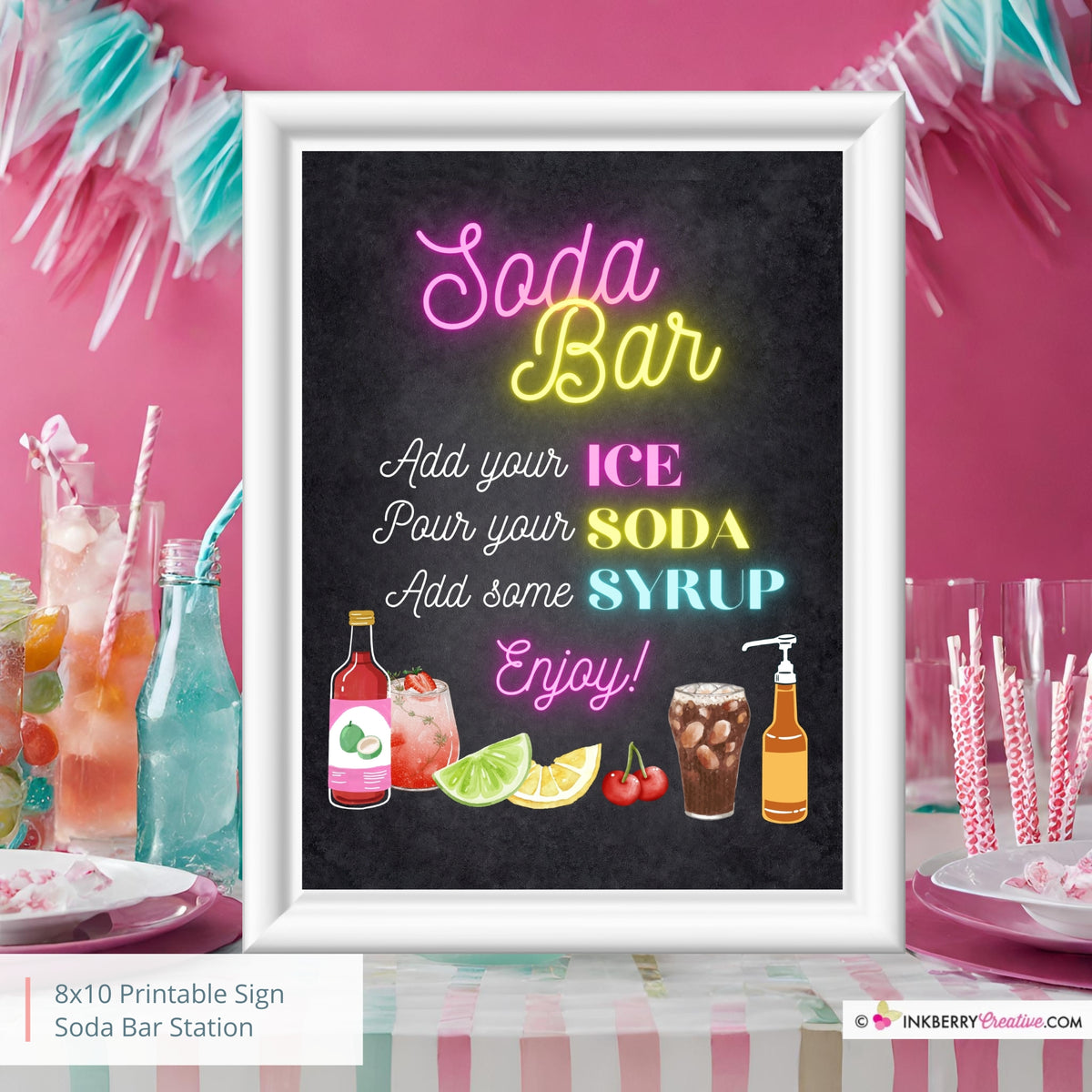 Soda Bar Sign, Instant Download, 8x10, Digital File, Party Sign Soda S