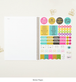Black and White Striped Floral Planner