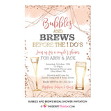 Bubbles and Brews Rose Gold Bridal Shower Invitation - inkberrycards