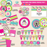 Fun & Games Girl's Carnival Birthday Party Invitation - inkberrycards