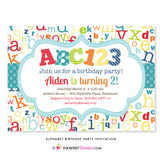 ABC123 Alphabet Birthday Party Invitation - inkberrycards