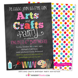 Arts and Crafts Birthday Party Invitation - Chalkboard Style - inkberrycards
