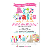 Arts and Crafts Birthday Party Invitation - inkberrycards