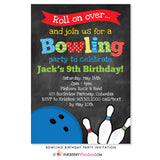 Bowling Birthday Party Invitation - Chalkboard Style - inkberrycards