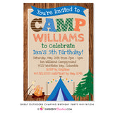 Great Outdoors Camping Birthday Party Invitation - inkberrycards