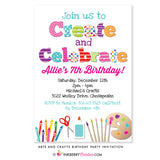 Create and Celebrate - Arts and Crafts Birthday Party Invitation - inkberrycards