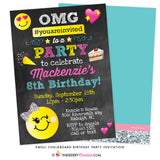 Emoji Birthday Party Invitation - Chalkboard Style - inkberrycards