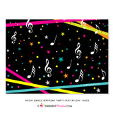 Neon Dance Party Birthday Party Invitation (Black) - with Photo - inkberrycards
