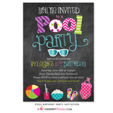 Pool Swimming Birthday Party Invitation - Chalkboard Style - inkberrycards