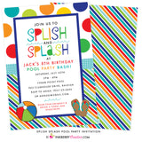 Color Splash (Boys) Pool Party Invitation - inkberrycards