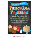 Pancakes and Pajamas Party (Boys) Chalkboard Style Invitation - inkberrycards