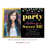 Sweet 16 Confetti Pop Party Invitation (Photo) - inkberrycards