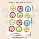 Kids Carnival (Boy) - Printable Cupcake Toppers - Instant Download PDF File - inkberrycards