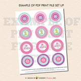 Cute as a Button First Birthday - Printable Cupcake Toppers - Instant Download PDF File - inkberrycards