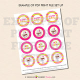 Ice Cream Sundae (Girls) - Printable Cupcake Toppers - Instant Download PDF File - inkberrycards