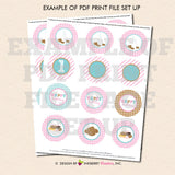 Milk and Cookies Birthday (Pink) - Printable Cupcake Toppers - Instant Download PDF File - inkberrycards