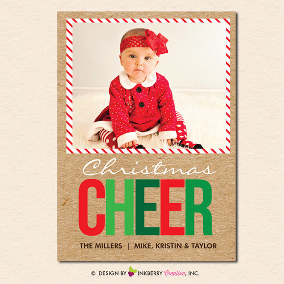 Big Cheer Kraft Style - Christmas Photo Card - inkberrycards
