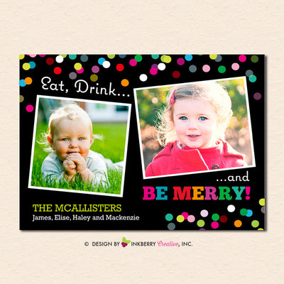Eat Drink and Be Merry Christmas Photo Card - inkberrycards