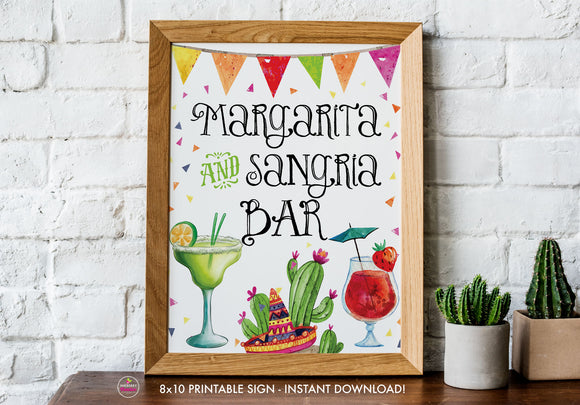 Taco Bout Love Bridal Shower - Margarita and Sangria Bar - Printable Sign - 8x10