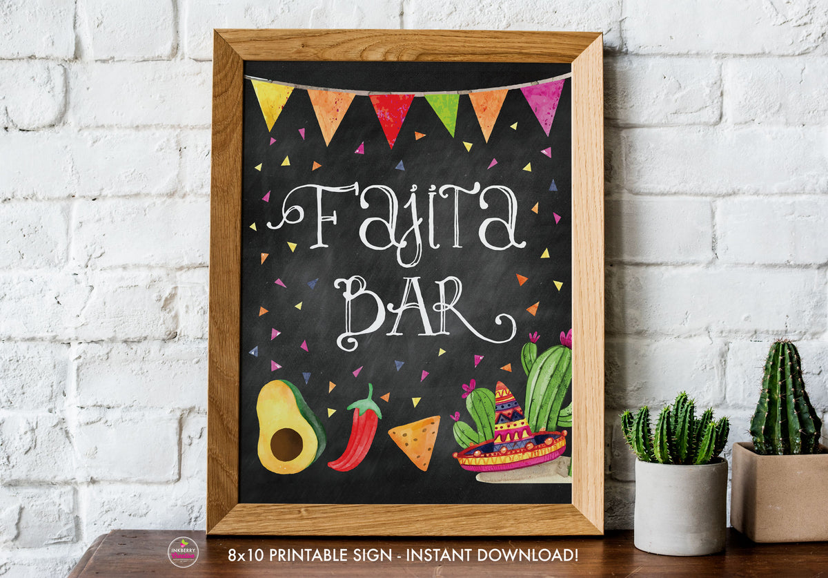 Taco Bout Love Bridal Shower Fajita Bar Chalkboard Style Printab