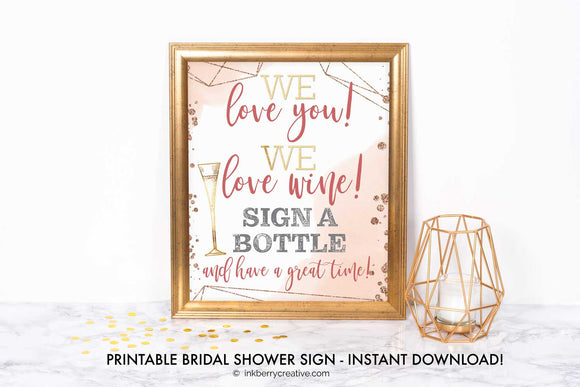 Bubbles and Brews Shower - Sign a Bottle of Wine - Keepsake Wine Bottle Sign - Printable