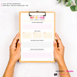 Goal Setting Worksheet Printable | Pink and Orange | New Year Goals Planner | Minimal Goal Planner | Instant Download PDF
