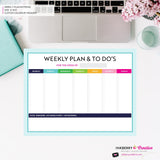 Weekly Planner and To Do List Notepad - Bright Color Blocks