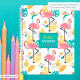 Fancy Flamingo - Custom, Personalized Spiral Notebook