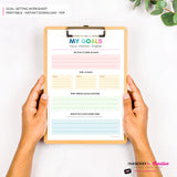 Goal Setting Worksheet Printable | Preppy Rainbow | New Year Goals Planner | Minimal Goal Planner | Instant Download PDF