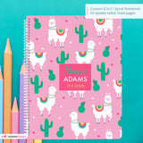 Cactus and Llama - Custom, Personalized, Spiral Notebook