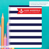 Nautical Stripe - Custom, Personalized, Spiral Notebook