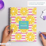 Pink Stripes and Lemon Slice - Custom, Personalized, Spiral Notebook