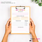 Goal Setting Worksheet Printable | Pink and Orange | New Year Goals Planner | Minimal Goal Planner | Instant Download PDF