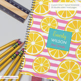 Pink Stripes and Lemon Slice - Custom, Personalized, Spiral Notebook