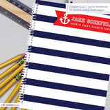 Nautical Stripe - Custom, Personalized, Spiral Notebook