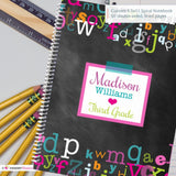 Girl's Chalkboard Alphabet - Custom, Personalized, Spiral Notebook
