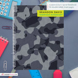 Black & Gray Camouflage - Custom, Personalized, Spiral Notebook