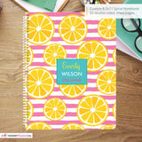 Pink Stripes and Lemon Slice - Custom, Personalized, Spiral Notebook