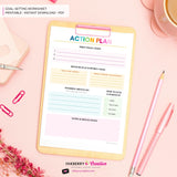 Goal Setting Worksheet Printable | Preppy Rainbow | New Year Goals Planner | Minimal Goal Planner | Instant Download PDF