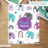 Elephants and Rainbows - Personalized, Custom Spiral Wide Ruled Notebook