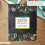 Boy's Chalkboard Alphabet - Custom, Personalized, Spiral Notebook