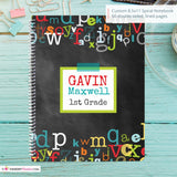 Boy's Chalkboard Alphabet - Custom, Personalized, Spiral Notebook