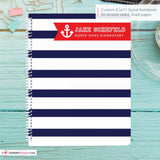 Nautical Stripe - Custom, Personalized, Spiral Notebook
