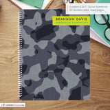 Black & Gray Camouflage - Custom, Personalized, Spiral Notebook