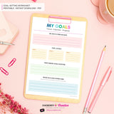 Goal Setting Worksheet Printable | Preppy Rainbow | New Year Goals Planner | Minimal Goal Planner | Instant Download PDF