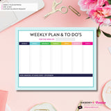Weekly Planner and To Do List Notepad - Bright Color Blocks