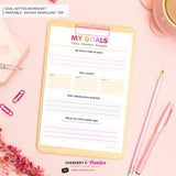 Goal Setting Worksheet Printable | Pink and Orange | New Year Goals Planner | Minimal Goal Planner | Instant Download PDF