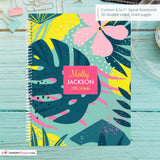 Modern Bright Floral Leaves - Custom Spiral Notebook
